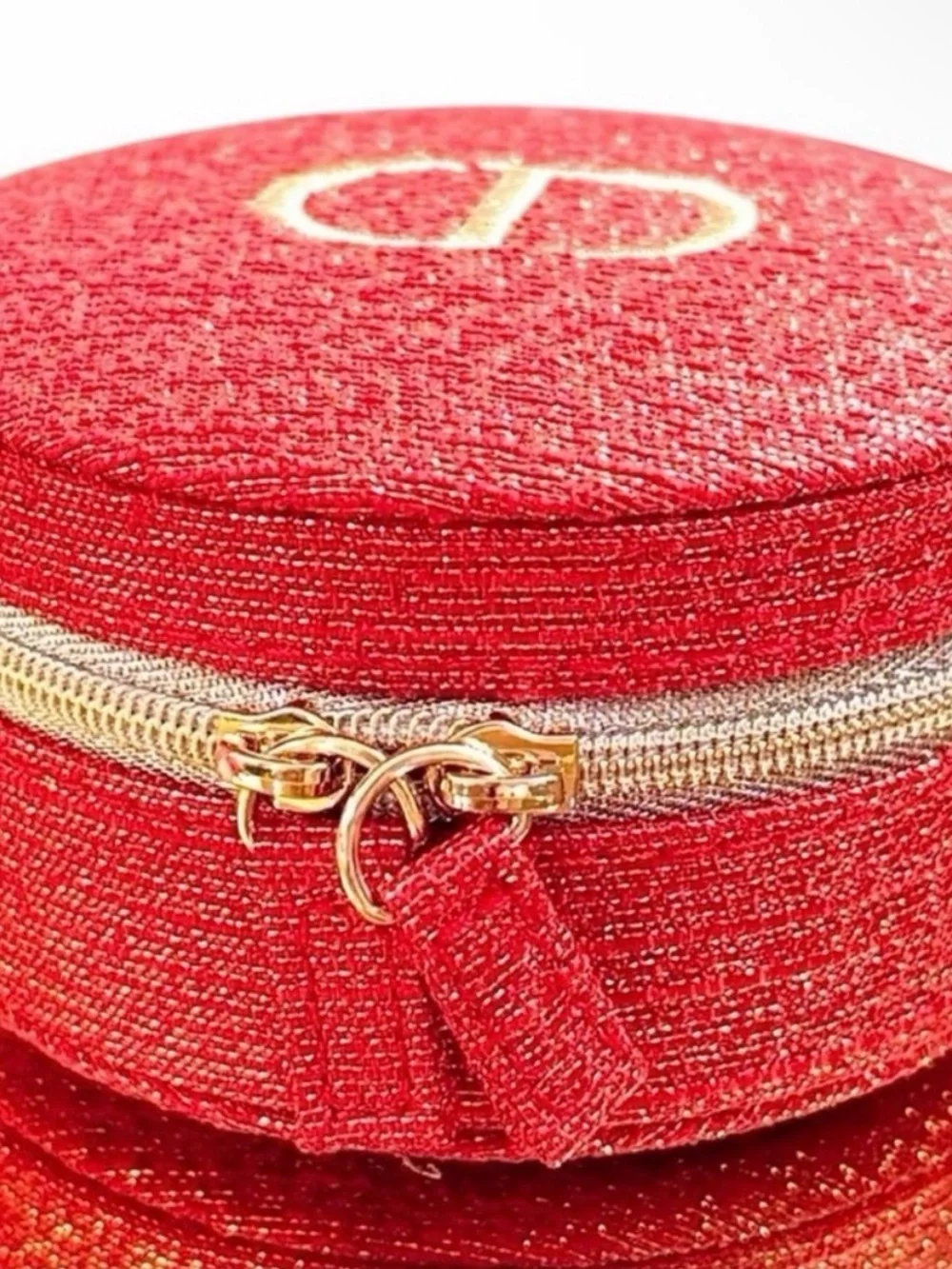 Red Dior Beauty Jewelry Case with Gold Accent with original box
